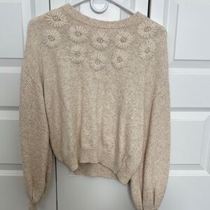 BB Dakota Cream Sweater with Floral Details